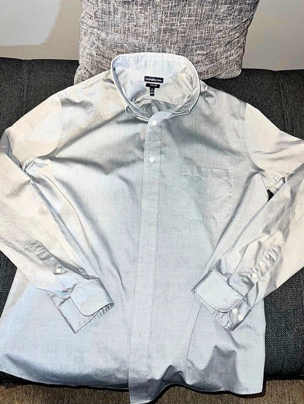 Croft & Barrow Long Sleeve Button Down Gray Size 17 neck